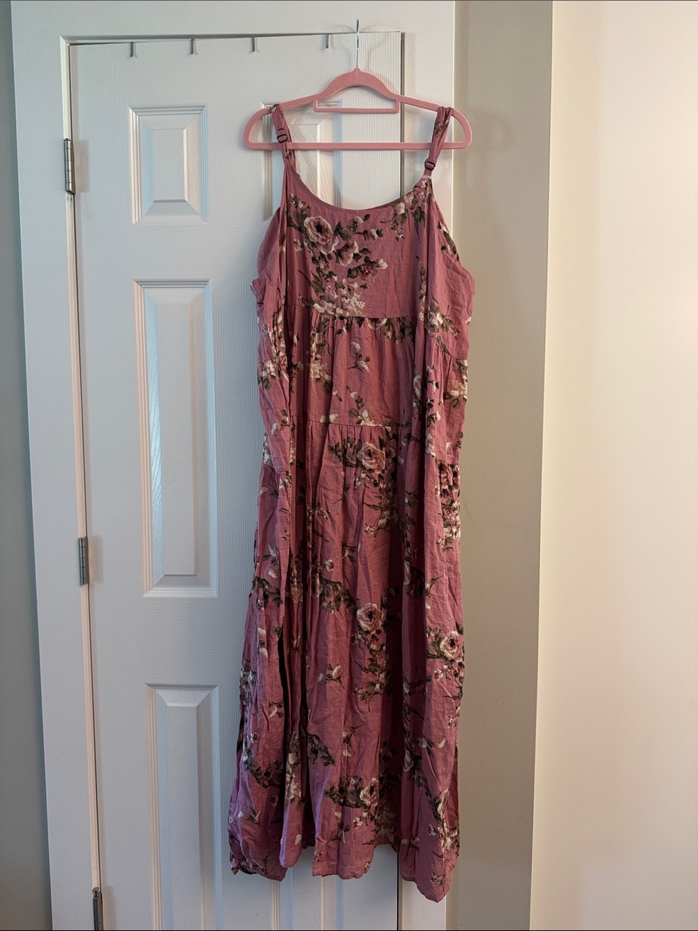 Sleeveless Dusty Rose Floral Maxi Dress Fits 2X-3X
